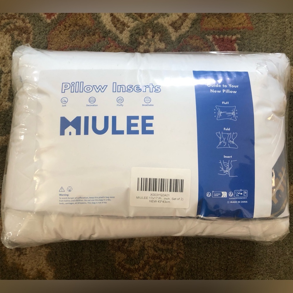 NWT Miulee [2] 20x20” Pillow Inserts